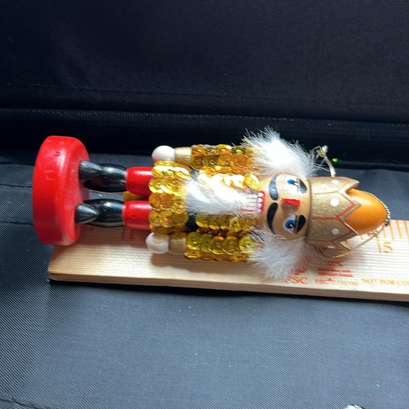 Pottery Barn wooden nutcracker furry hair sequin jacket hand painted mouth opens - Picture 8 of 11